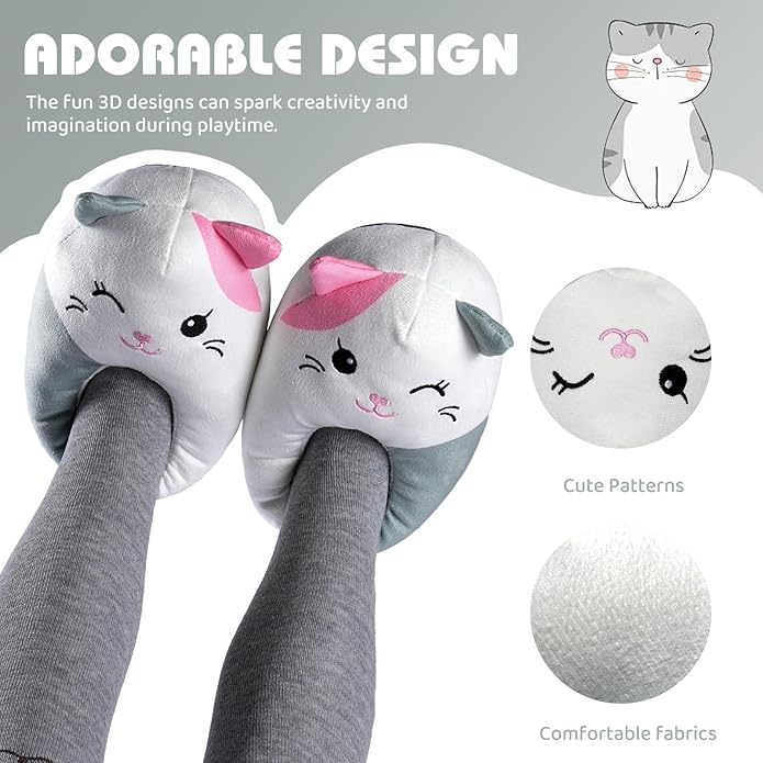 IceUnicorn Toddler Slippers Kids Cute Funny Animal House Shoes Girls Boys Christmas Fluffy Bedroom Indoor Slipper, Cat, Bunny, Unicorn, Axolotl, Fox