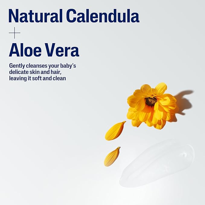 Cetaphil Baby Shampoo and Body Wash with Organic Calendula, Tear Free, Hypoallergenic, Ideal for Everyday Use, Dermatologist Tested, 7.8oz (Pack of 12)