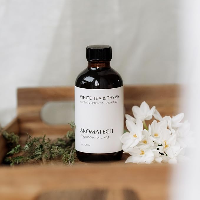 AromaTech White Tea and Thyme Aroma Essential Oil Blend: Luxury Hotel Inspired Aromatherapy with Tea Leaf, Fresh Thyme & Amber for Ultrasonic Diffusers (0.33 Fl Oz (Pack of 1))