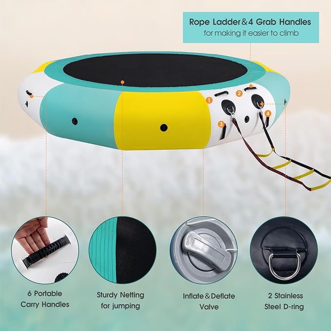 COOLWAVE Water Trampoline for Lake, Floating Trampoline for Lake Pool Ocean with Pump