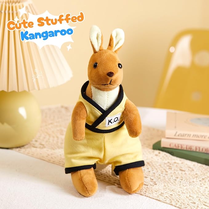 Plush Kangaroo with Yellow Martial Arts Outfit, Kangaroo Stuffed Animal, Plush Toys Ideal Present for Kids,Boys and Girls,12 Inch
