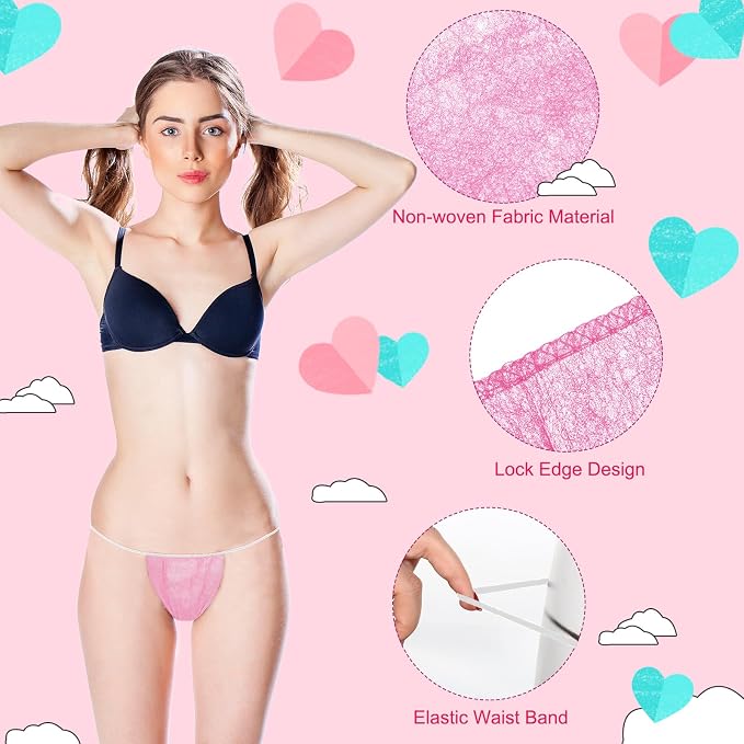 Disposable Thong Panties Women's Spa Thong Soft Breathable Disposable Tanning Underwear