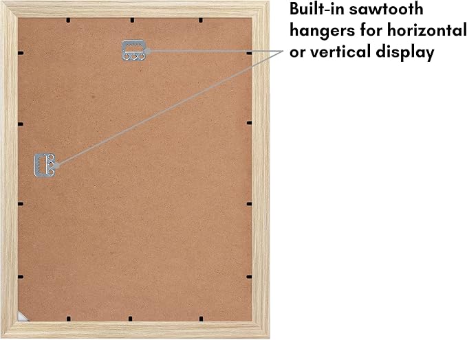 Americanflat 11x14 Picture Frame - Matted to 8x10 - Natural Oak | Engineered Wood construction, Shatter-resistant glass, hangs vertical or horizontal, sawtooth hangers included