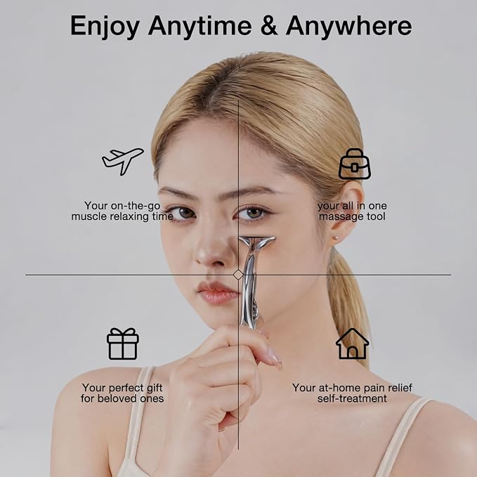 all in1 Stainless Steel Gua Sha Trigger Point Massage Tool Acupressure Deep Tissue Massager Muscle Tension Relax TMJ Headache Body Pain Relief Gua Sha Facial Tool Jawline Sculpt Muscle Scraper