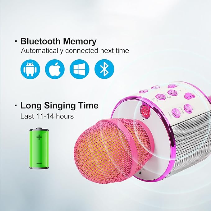 Microphone for Kids Karaoke Micorphones Adult Wireless Bluetooth Karaoke Machine Birthday Gift for Girls Boys Kids Toys for Teens All Ages 3 4 5 6 7 8 9 10 11 12 Year Old