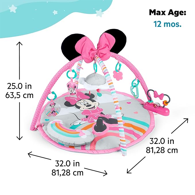 Bright Starts Disney Baby Minnie Mouse Forever Besties Activity Gym with Music and Lights, Pink, Newborn+