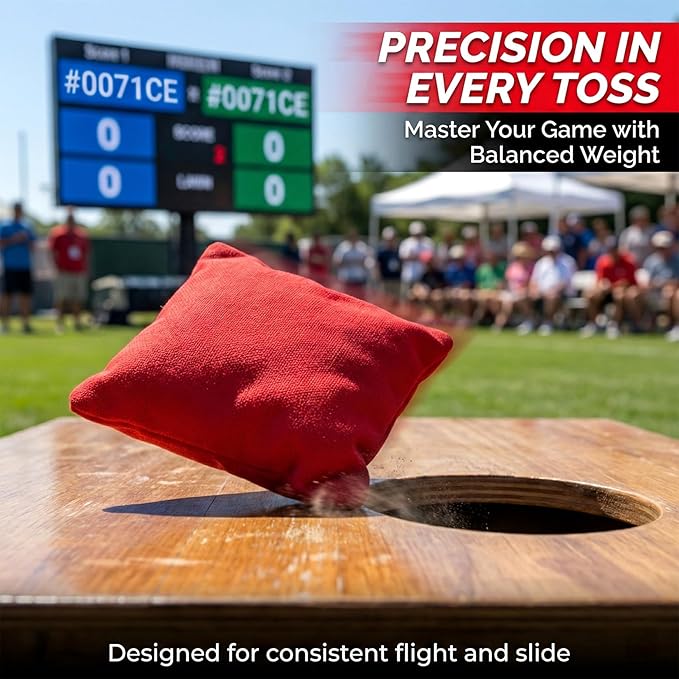 RAINFLOW 8 PCS Cornhole Bags - Bean Bags for Cornhole, 4 Black and 4 Red for Tossing, Game, Outdoor, Wedding, Sports, Party(Black & Red)