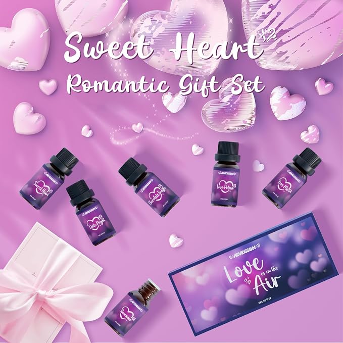 Love Fragrance Oil Gift Set, ARVIDSSON Romance Essential Oils for Candle Making, Romantic Scented Oil - Love Potion, Sweet Heart, Date Night and More, Gift for Women