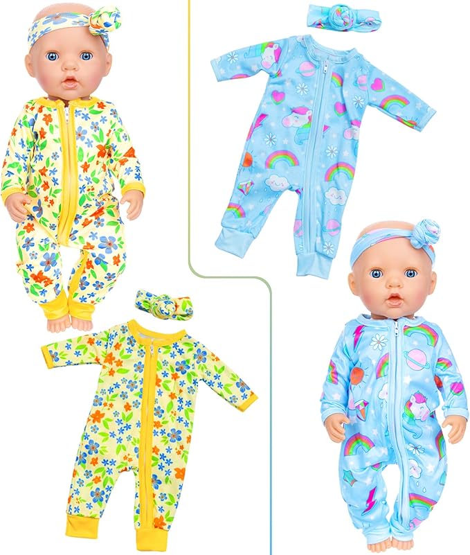 ZITA ELEMENT 5 Sets 14-18 Inch Baby Doll Clothes Outfits Casual Wear for 17 Inch Baby Doll Clothes 10 Pcs Doll Clothes and Accessories for 15 Inch Doll to 18 Inch Doll