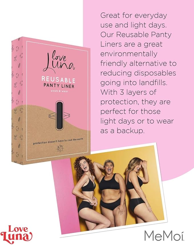 MeMoi Love Luna Women's Love Luna Reusable Cotton Snap-On Panty Liner