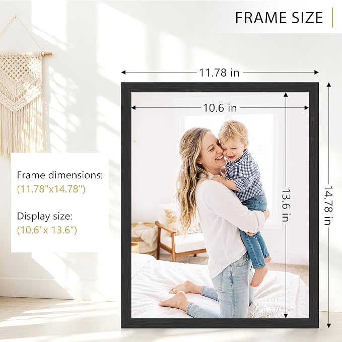 PEALSN 11x14 Picture Frame Set of 6, Black Woodgrain with HD Plexiglass | Modern Gallery Wall with Vertical and Horizontal Wall Mounting or Tabletop Display Options for Photos,Posters and Artwork