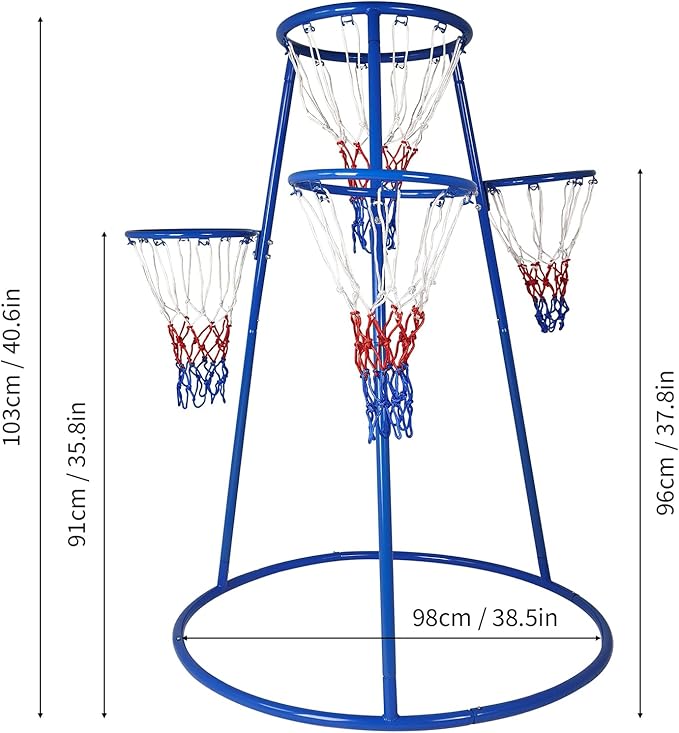 Garvee 4 Hoop Basketball Set for Toddlers, Indoor & Outdoor Play, Preschool Toy for Ages 3+, Includes 4 Basketballs and Air Pump, Fun Basketball Game for Kids