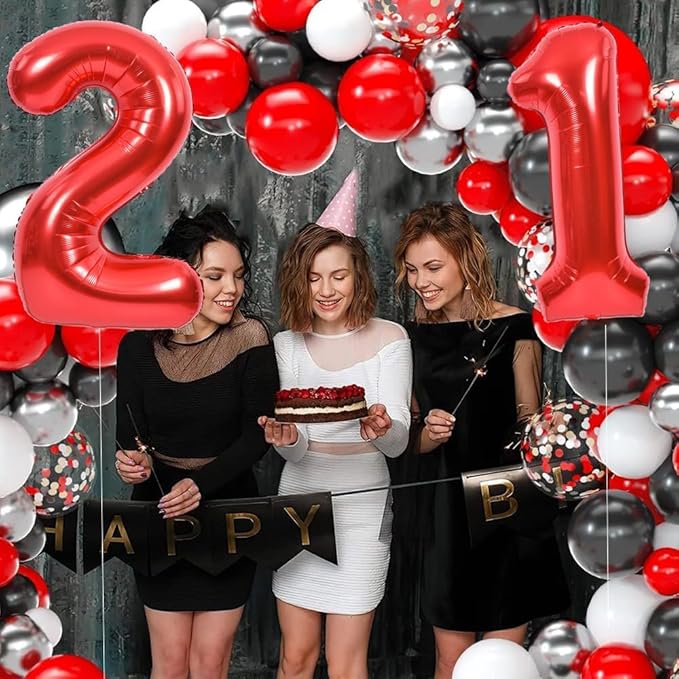 TONIFUL 40 Inch Large Red Number 25 Balloons Giant Digital 25 or 52 Helium Balloons, Foil Mylar Big Number Balloons for 25th or 52nd Birthday Party 25th or 52nd Anniversary Supplies Decorations