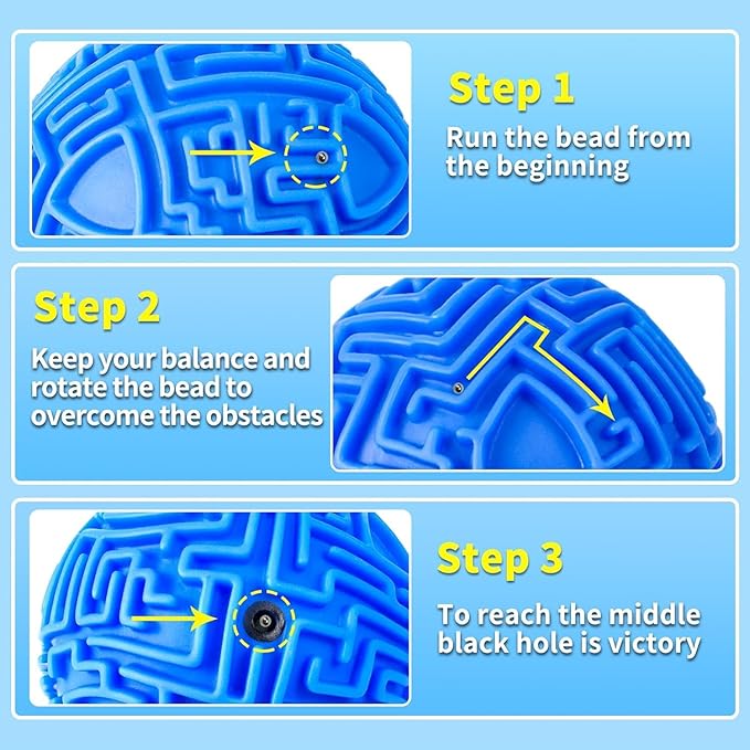 YongnKids Amaze 3D Memory Sequential Maze Ball Puzzle Toy Gifts for Kids Adults - Challenges Game Lover Tiny Balls Brain Teasers Game (Blue)