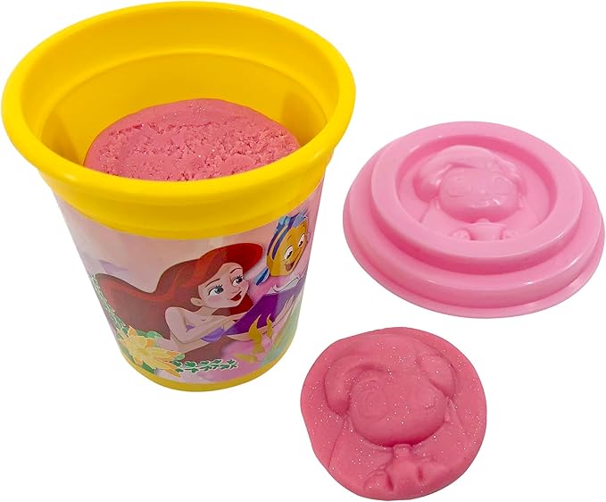 CRA-Z-Art Disney Princess 4 Pack Softee Dough with Princess Character Molds on Each Lid Ariel, Belle, Moana and Rapunzel, and Includes Bonus Glitter Dough, Creative Play Dough Gift, Ages 3 and Up