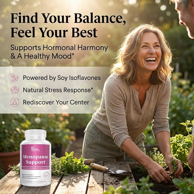 Menopause & Perimenopause Supplements for Women - Hot Flashes Relief | Black Cohosh, Dong Quai, Red Clover, Sage, Vitex & Soy Isoflavones, 60 Capsules, Night Sweats, Mood, Hormone Balance, Non-GMO