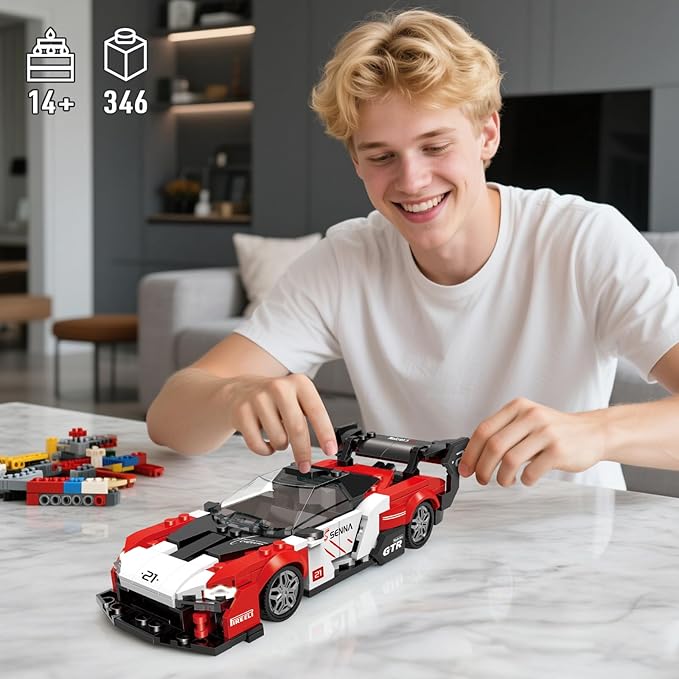 HIGH GODO Sports Car Building Set, MOC Racing Car Model Kit, Cool Collectible Cars Toys Gifts for Adults and Teens Age 14+ (346 Pieces)