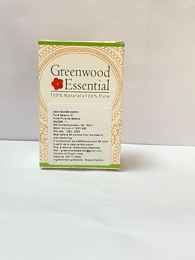 Greenwood Essential Pure Batana Oil (Elaeis Oleifera) Cold Pressed 50ml (1.69 oz)