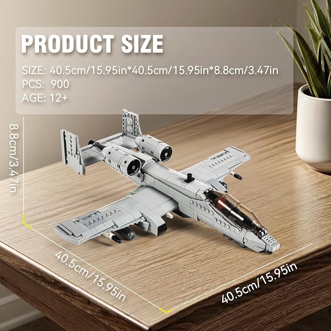 DAHONPA A10 Warthog Attack Plane Military Series Building Bricks Set (900 Pcs) Air-Force Fighter Build Blocks Toy, Gift for Adult