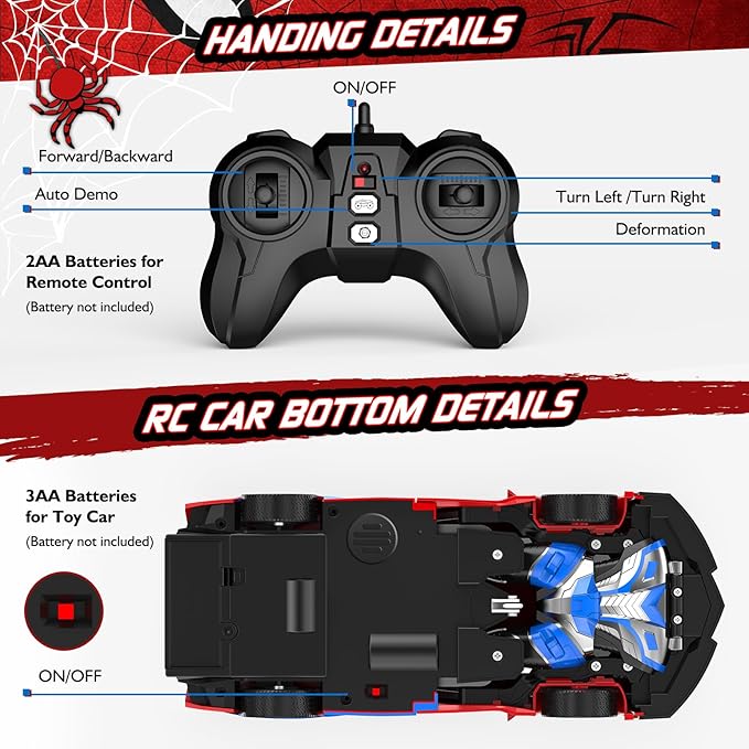 Remote Control Car for Boys 4-7, Rc Cars for Boys Age 8-12, One Button Transformation to Robot with Flashing Light 2.4Ghz Transforming Robot Car 1:18 Scale for Kids with 360 Degree Rotation