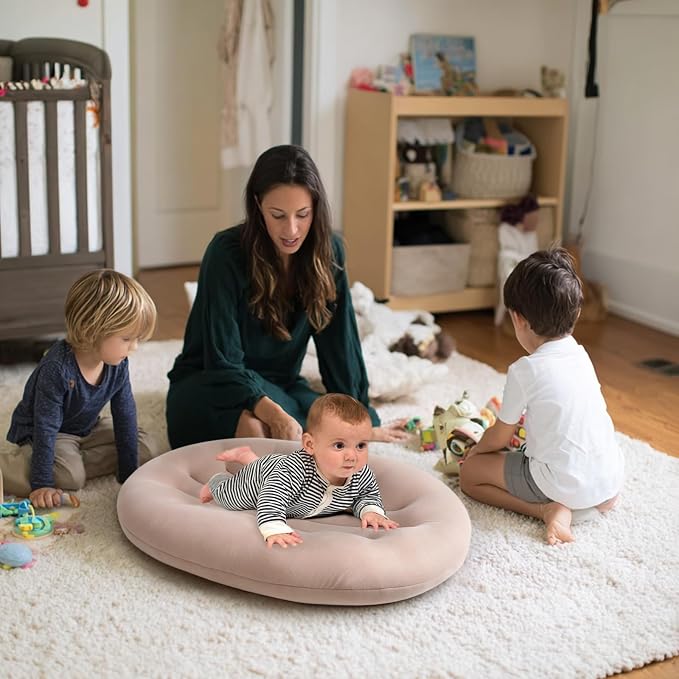 Baby Lounger for Newborn: Portable & Lightweight Pillow for Tummy Time Playtime & Diaper Changes - Skin-Friendly & Breathable for 0-12 Month Supervised Use