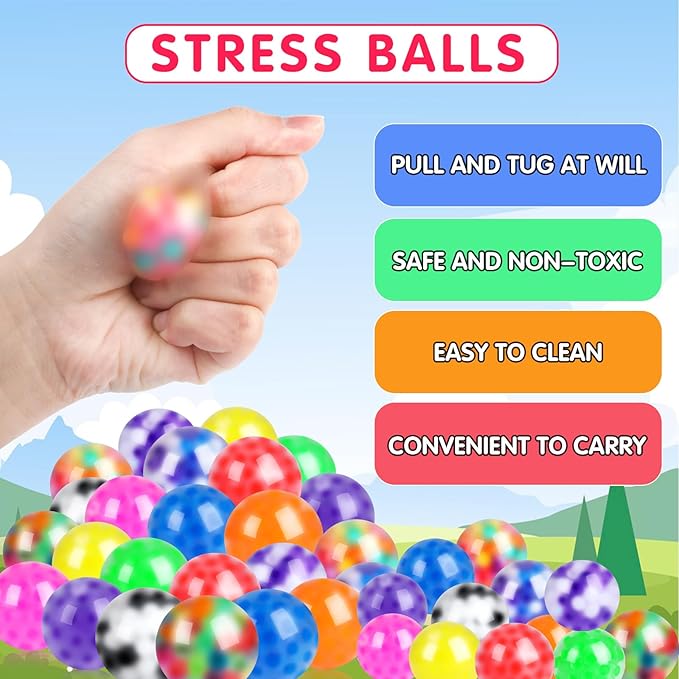 36 Pack Squishy Ball, Stress Balls Bulk for Adults, Mini Stress Balls, Anti-Anxiety and Fidget Balls to Relax, Birthday Gifts, Goodie Bag Stuffers