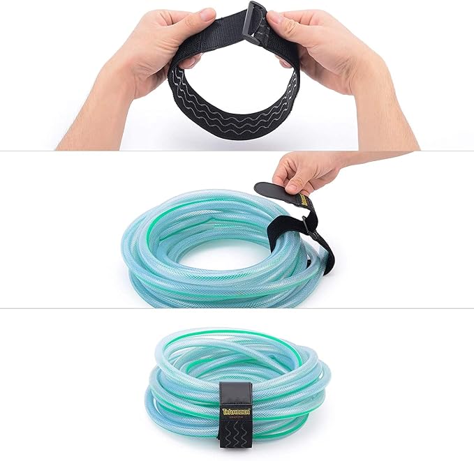 Trilancer Elastic Cinch Straps with Anti-Slip Strips, 2" x 18"(8 Pack) Hook and Loop Storage Strap with Buckle, Bundling Straps for Extension Cords, Cables, Ropes, Hoses, Bike, Boat, Pant Garters