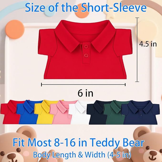 10 Pcs Personalized Teddy Bear Clothes with Text Photo, Custom Stuffed Animal Clothing Fit 8-16 inch Stuffed Bear Clothes for Teddy Bears, Doll Clothing Make Your Own Plush Doll Shirt