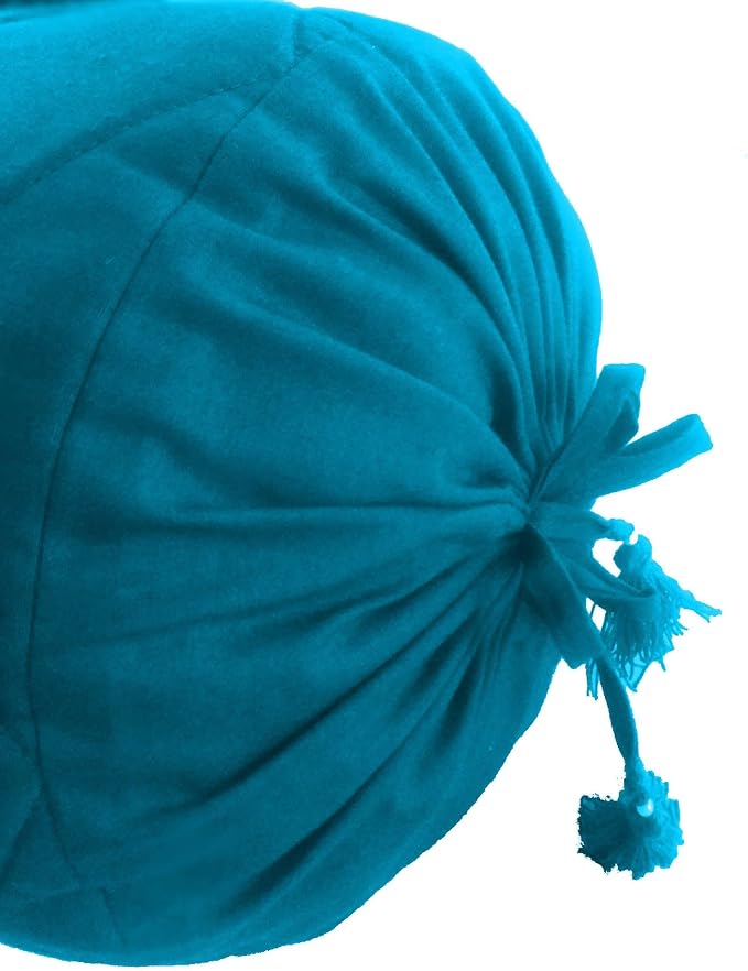 Saffron Quilted Bolster Pillow Cover Round (Turqouise Blue, 8" Diameter x 24" Long (20 cm x 60 cm))