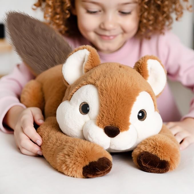 Niuniu Daddy 20" | 3.3 Pound Squirrel Weighted Stuffed Animals for Kids Adults, Large Squirrel Weighted Beads for Body Pillow for Sleeping, Soft Plush Toy for Birthday Christmas Holiday Presents