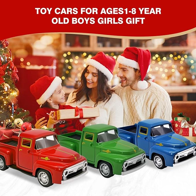 Little Red Truck Toy for Toddlers 2 3 4 5 6 7 8 Year Old Boys Girls,1:32 Alloy Toddlers Car Toy Driveable,Car Door Can Open,Toy Trucks for Kids Easter Christmas Birthday Gifts