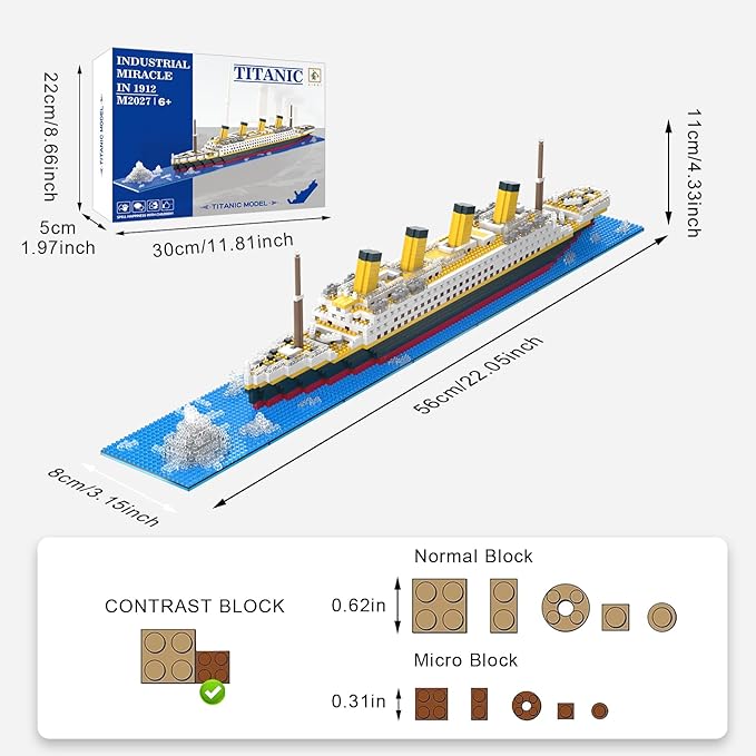 Titanic Micro Mini Building Set,1878 Pieces Big Ship Model Building Toys,DIY Educational Toys 3D Puzzle Kit,STEM Ship Creative Project Model Building Set, Birthday for Adults,Kids