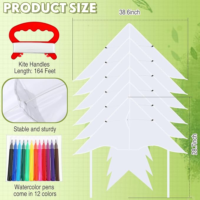 Libima 50 Pcs DIY Blank Kites for Kids Bulk Large Kite Making Kit Easy to Fly Set Party with Watercolor Pens and String Decorating Coloring Party Set for Craft Outdoor Games (Swallow Fish)