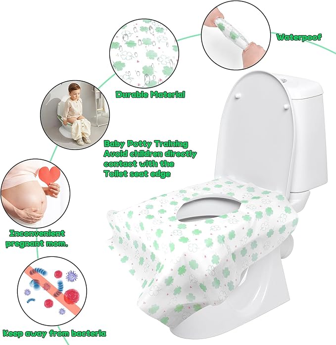 Disposable Toilet Seat Covers 20 Pack - Extra Large Waterproof Potty Covers for Public Restroom & Potty Training, Travel Must Haves & Airplane Essentials, Non-Slip