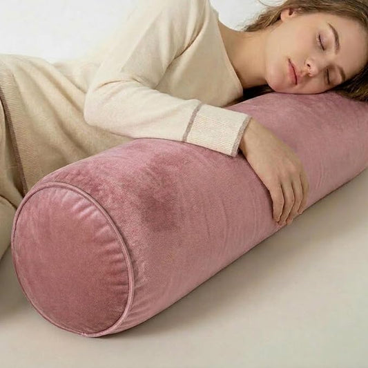Body Pillow Yoga Bolster Round Cylindrical Pillow Long Dutch Velvet Cushion with Removable Washable Cover for Side Sleepers Meditation and Bedroom Decor(Pink,120cm/47in)
