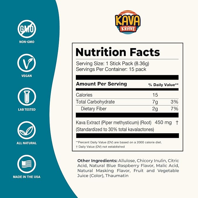Kava Drink Mix Packets - 15 Pack Premium Kava Extract Powder Drink Mix, Alcohol Alternative Social Beverage, Alcohol Alternatives with a Buzz, Citrus Berry Flavor, Non Alcoholic Support, Calm Support