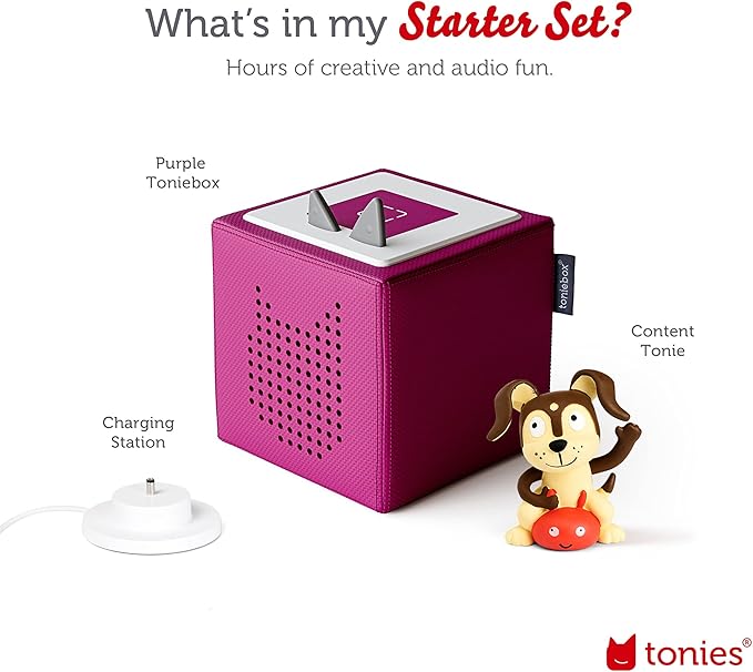 Toniebox 1 Audio Player Starter Set with Playtime Puppy - Listen, Learn, and Play with One Huggable Little Box - Purple