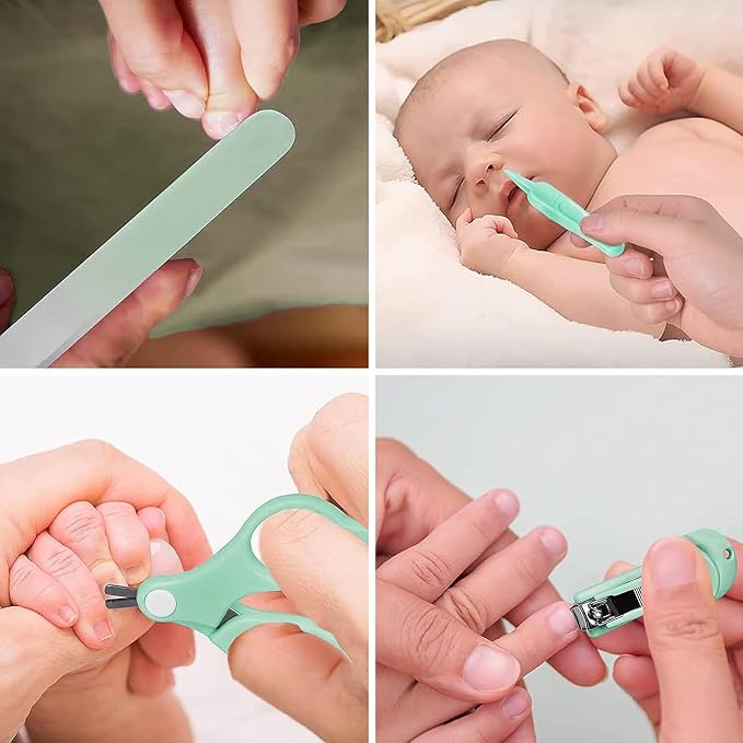 Qunlions life Baby Nail Trimmer Electric-12 in 1 Baby Nail Clippers Safe Baby Nail File Kit with a Nail Clipper, Scissor, Tweezers, and Nail Files