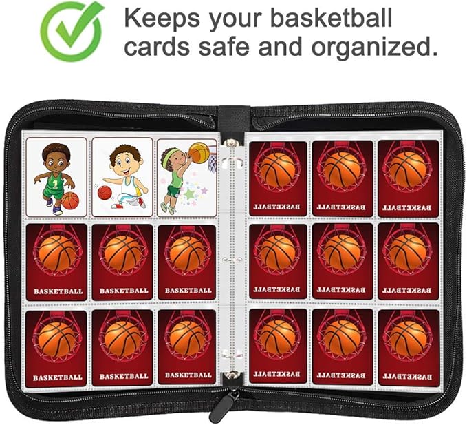 900 Pockets Basketball Card Binder Sleeves for Trading Cards, Carrying Case with Basketball Card Sleeves Album Holder Protectors for Football Baseball Sports Cards