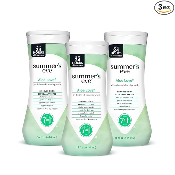 Summer's Eve Aloe Love All-Over Daily Feminine Wash, Gentle pH-Balanced Body Wash for Women Removes Vaginal Odor, 15 Fl Oz, Pack of 3