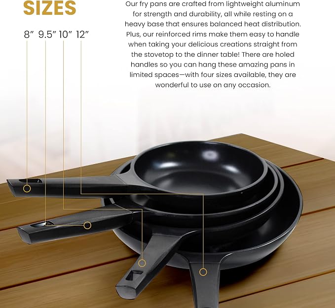 Evaco Cast Aluminum Non-Stick Omelet Pan 9.5" ES024-BIH, Induction Ready, Heat Conduction, Searing & Sautéing, 900°F Tolerance