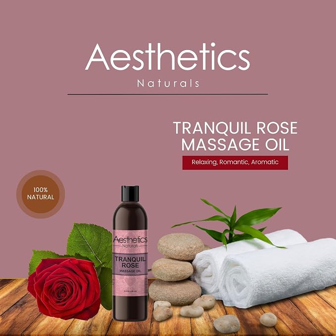 Aesthetic Naturals Massage Oil (Tranquil Rose) Ciana Natural Massage Oil for Men and Women