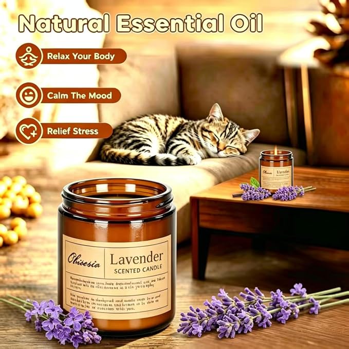 Scented Candles, Candles for Home Scented, 2Pack 14oz Bath and Body Works Candle for Women, Aromatherapy Jar Candle Gift for Home(Coffee & Lavender)