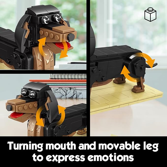 KAZI Dachshund Dog Building Toy Set,Adorable Dogs Figures for Girls Age 8-12,Gift Idea for Dog Lovers,Puppy Model for Kids Who Love Animals,Party Favors