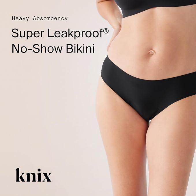 KNIX Super Leakproof No-Show Bikini Period Underwear – Heavy Flow, Reusable Absorbent Menstrual & Incontinence Panties