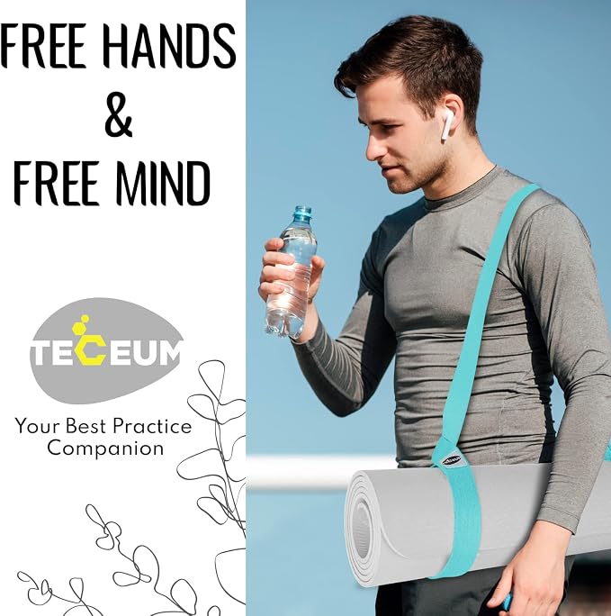 TECEUM Yoga Mat Strap – Extra Soft & Thick Cotton Carrier for All Mats | Adjustable Skin-friendly & Non-Slip Mat Holder Sling in 30+ Colors [Mat Not Included]