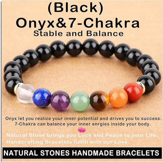 AD Beads Handmade Gemstone Stretch Elastic Bracelet Crystal Healing Reiki Nature's Beauty and Spiritual Essence Unisex