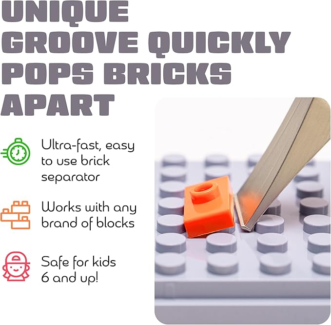 Separator Tool - World's Fastest Brick Remover for Kids and Adults, Gifts for Ages 6 Year Old and up, Tools Stocking Stuffer (Orange)