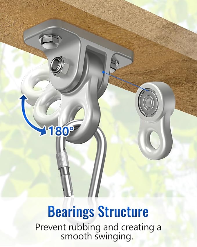 Heavy Duty Swing Hangers Hardware Included-Corrosion Resistant Alloy Steel 5000+ lb Capacity for Wooden Porch Swings,Aerial Yoga Chairs,Playgrounds,Trapeze&More-Indoor Outdoor-Set of 2,Silver