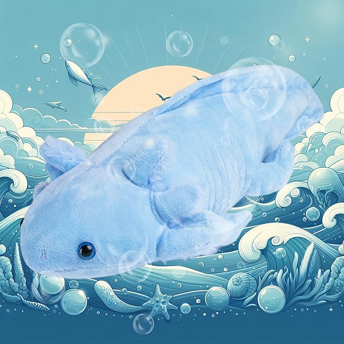 Soft Axolotl Plush - 19 Inch Cute Salamander Plush Pillow, Kawaii Plushie Toy, Axolotl Gifts for Kids and Youth (Blue)
